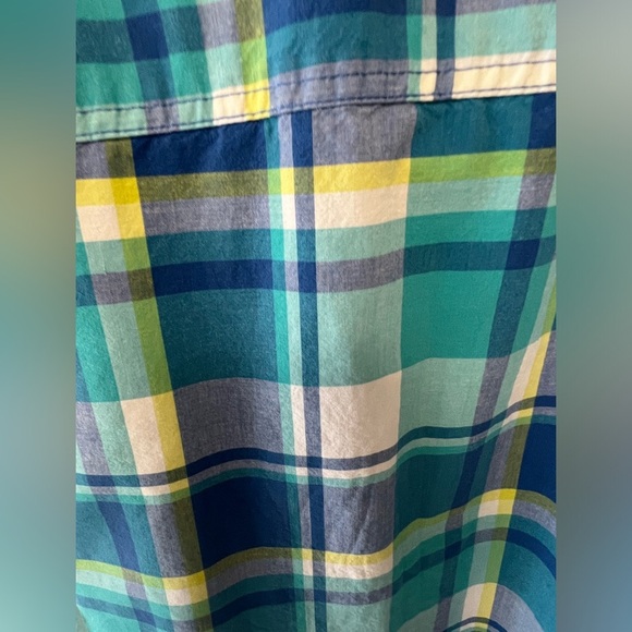 ABERCROMBIE & FITCH BOYS BLUE/YELLOW CHECKED SHORT SLERVE SHIRT - Picture 4 of 7